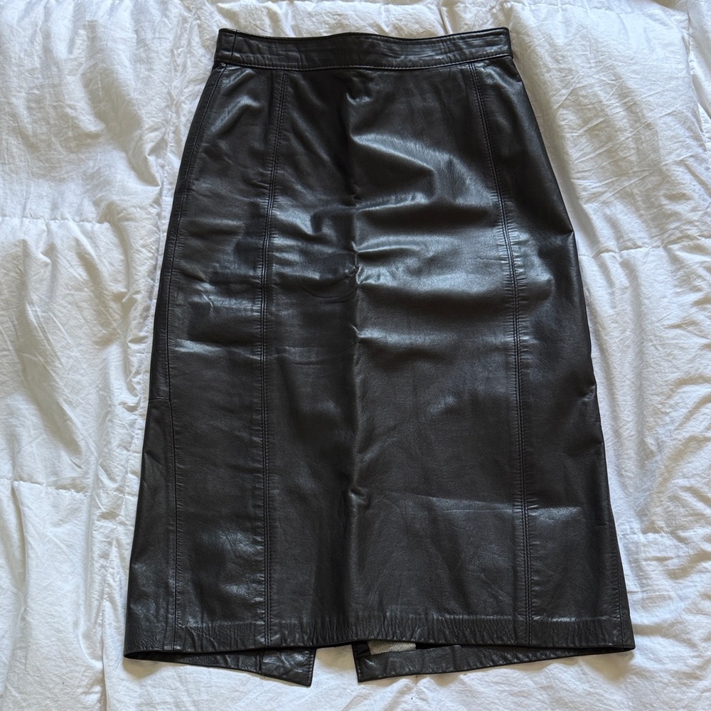 Vintage Marquise Black Leather Skirt